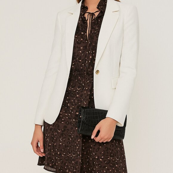 ✨ Host pick! LOFT Purple Leopard Dress Button Front Petite 2 2P - Picture 1 of 6